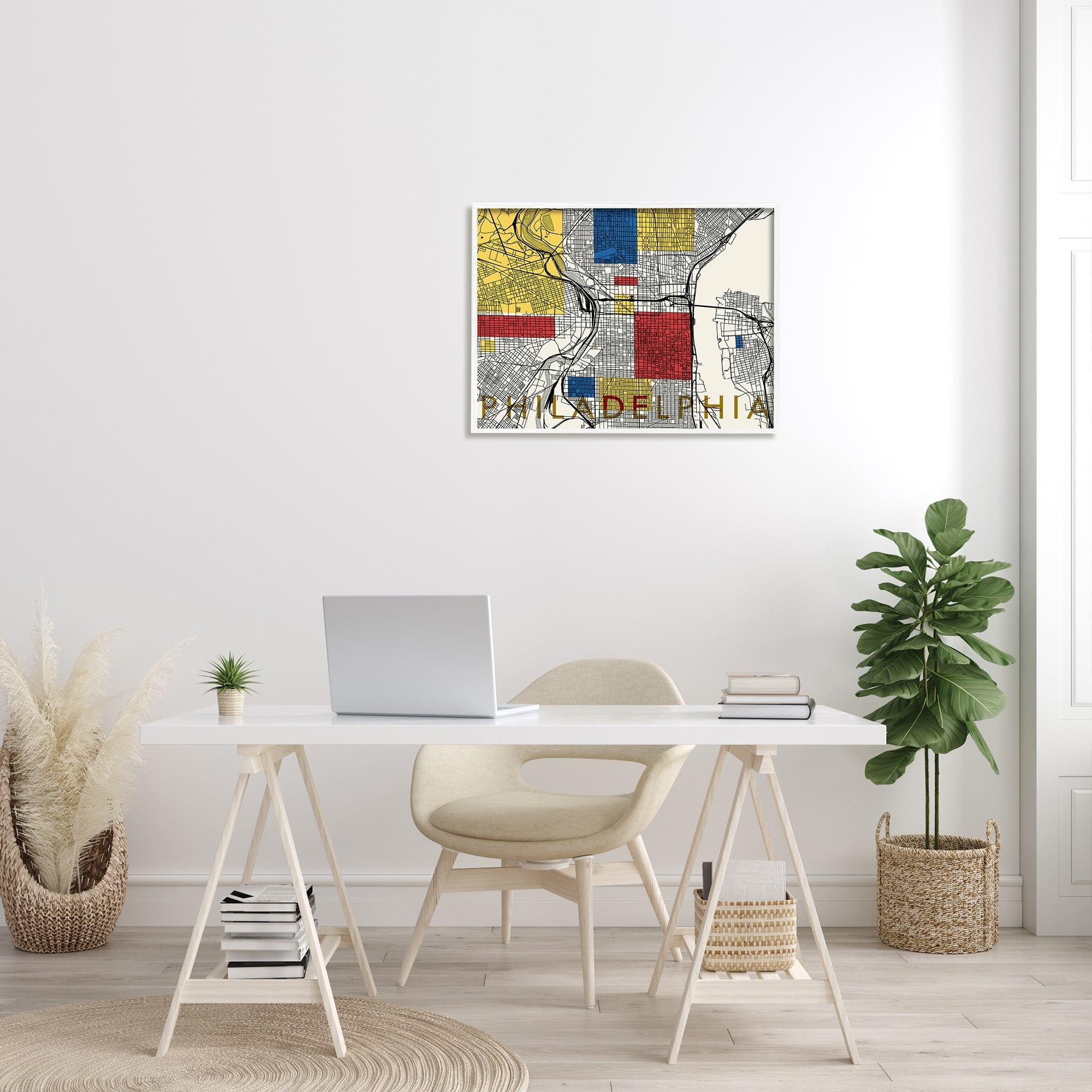 Stupell Industries Philadelphia Pennsylvania City Grid Classic Abstract Square Shapes, 30 x 24, Design by Daphne Polselli