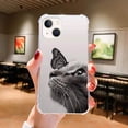thumbnail image 2 of Cat Butterfly Case Compatible with iPhone 13 Mini,Aesthetic Art Design TPU Full Cover Shock-proof Case, 2 of 6