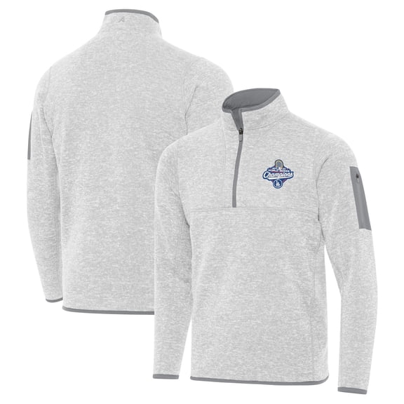Men's Antigua  Heather Gray Los Angeles Dodgers 2025 World Series Champions Fortune Quarter-Zip Jacket