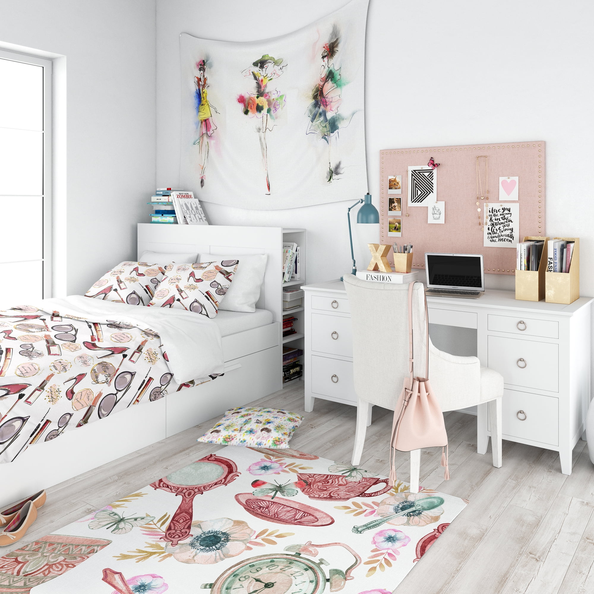 Designart 'Fancy Happy Lady Makeup' Modern Teen Duvet Cover Set