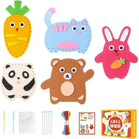 HJJLRH Sewing Kit for Kids, Sew Your Own Felt Animals Craft Kit for Beginners, Fun and Educational Animal Craft Set for Boys and Girls Age 7-12