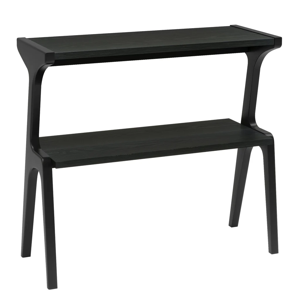 Solid Wood Side Table, 2-Tier, Rustic Brown, Waterproof Lacquer, Multifunctional Use