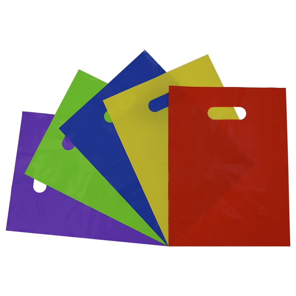50 Pcs. Plastic Merchandise Shopping Bags with Handles, Assorted Neon