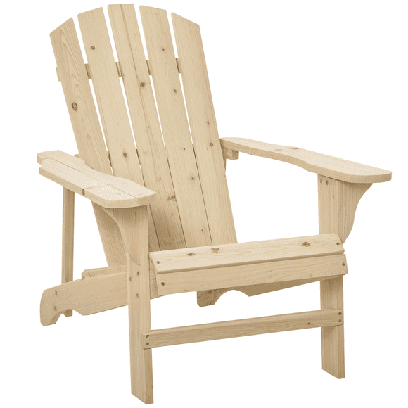 Outsunny Wooden Adirondack Chair for Fire Pit Deck Garden Natural