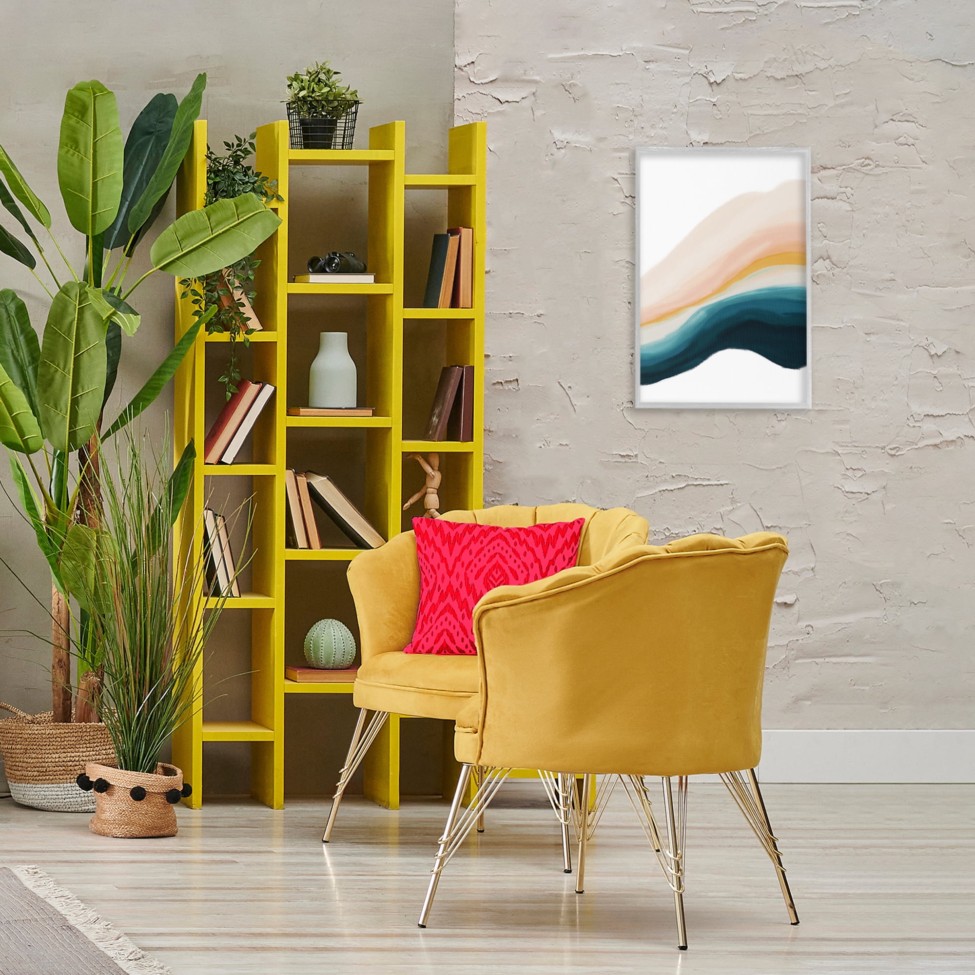 Stupell Industries Peach Swirl Abstraction Abstract Painting Gray Framed Art Print Wall Art, 16 x 24