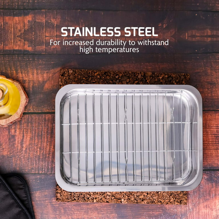 Elevated Aluminum Baking Tray with Steel Rack