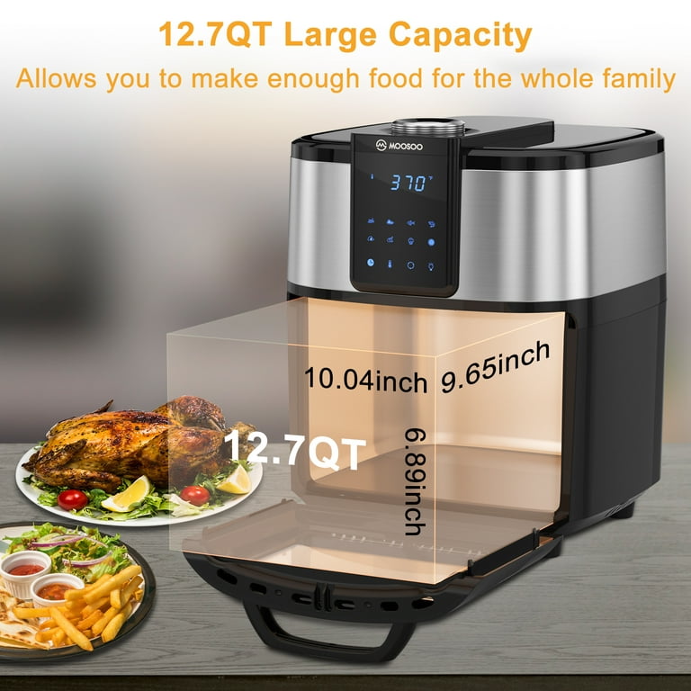 MOOSOO 2Qt Air Fryer 8-in-1 Hot Small Air Fryer Oven with Temp/Time Knob  Control, Black