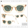 thumbnail image 2 of Cute Retro Super Thick Bevel Horn Rim Round Nerdy Hipster Sunglasses Peach - Green, 2 of 8