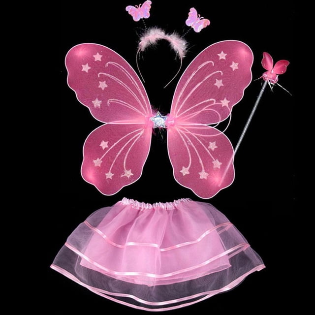 Conjunto de disfraz Hugo Ala de hada diadema vestido Rosado