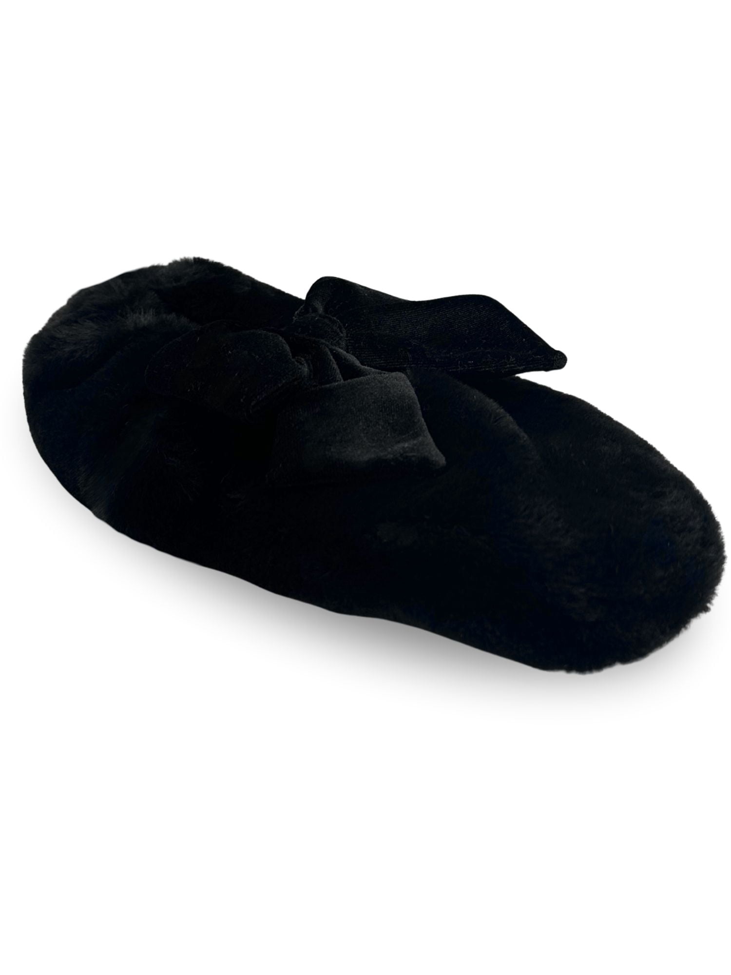 Fuzzy Babba Women's Faux Fur Oversized Bow Mary Jane Slipper Socks, 1-Pack, Shoe Sizes 7-9.5
