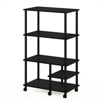 Furinno Turn-N-Tube 4-Tier Toolless Multipurpose Printer Stand Display Storage Shelf with Wheels, Americano/Black
