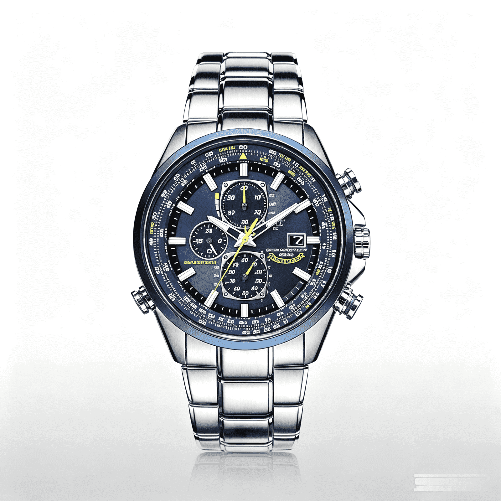 Men's Aviation Pilot Wrist Watch, Chronograph Blue Multi‑Dial Luminous, Stainless Steel Band, 30M Water Resistant for Business & Daily Wear
