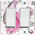 thumbnail image 1 of Metal Light Switch Wall Plate Outlet Cover (Mermaid Seahorse Pattern Glitter Print Pastel - Double Rocker), 1 of 2