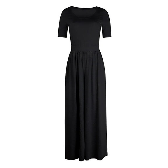 LYMAYTER Womens Jumpsuits Summer Crewneck Long Bodysuit Pants Female Solid Color Sleeveless Rompers S-2XL