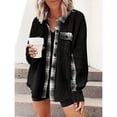 thumbnail image 5 of Futezty Womens Waffle Knit Plaid Shacket Boyfriend Button Down Shirt Jacket Loose Long Sleeve Tops, 5 of 5