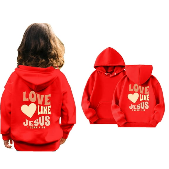 Kids Hoodies Jesus Loves You Hoodies Long Sleeve Graphic Sweatshirt Cute Loose Pullover Top Girls Winter Clothes 5-6 Years Old Boy Clothes Cute Boy Girl Clothing