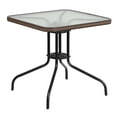 thumbnail image 2 of Flash Furniture 28'' Square Tempered Glass Metal Table with Dark Brown Rattan Edging, 2 of 6