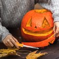 thumbnail image 3 of WHAMVOX 5Pcs  Pumpkin Tools Ergonomic Handle Orange Color Stainless Steel Plastic For Family Activities, 3 of 8