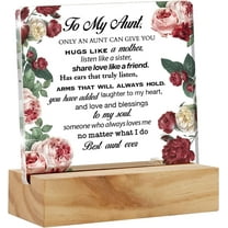 Aunt Gift Aunt Gifts From Niece and Nephew, Best Aunt Ever Desk Decor Floral Acrylic Desk Plaque Sign with Wood Stand Home Office Desk Sign Keepsake