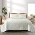 thumbnail image 1 of Peace Nest 2-Piece Reversible Pattern Quilted Coverlet Set, Ivory, Twin, 1 of 6
