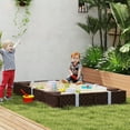 thumbnail image 2 of Qaba Rectangular Kids Sandbox with Cover, 4 Seats, Bottom Liner, Brown, 2 of 9