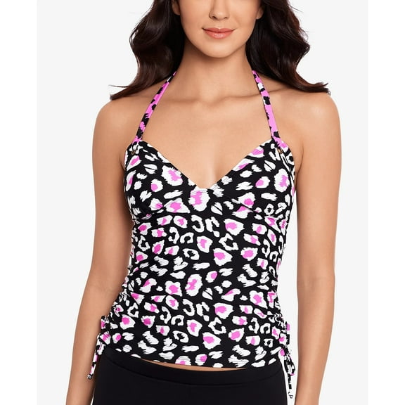 Salt   Cove Womens Shirred-Side Halter Tankini Top;Large