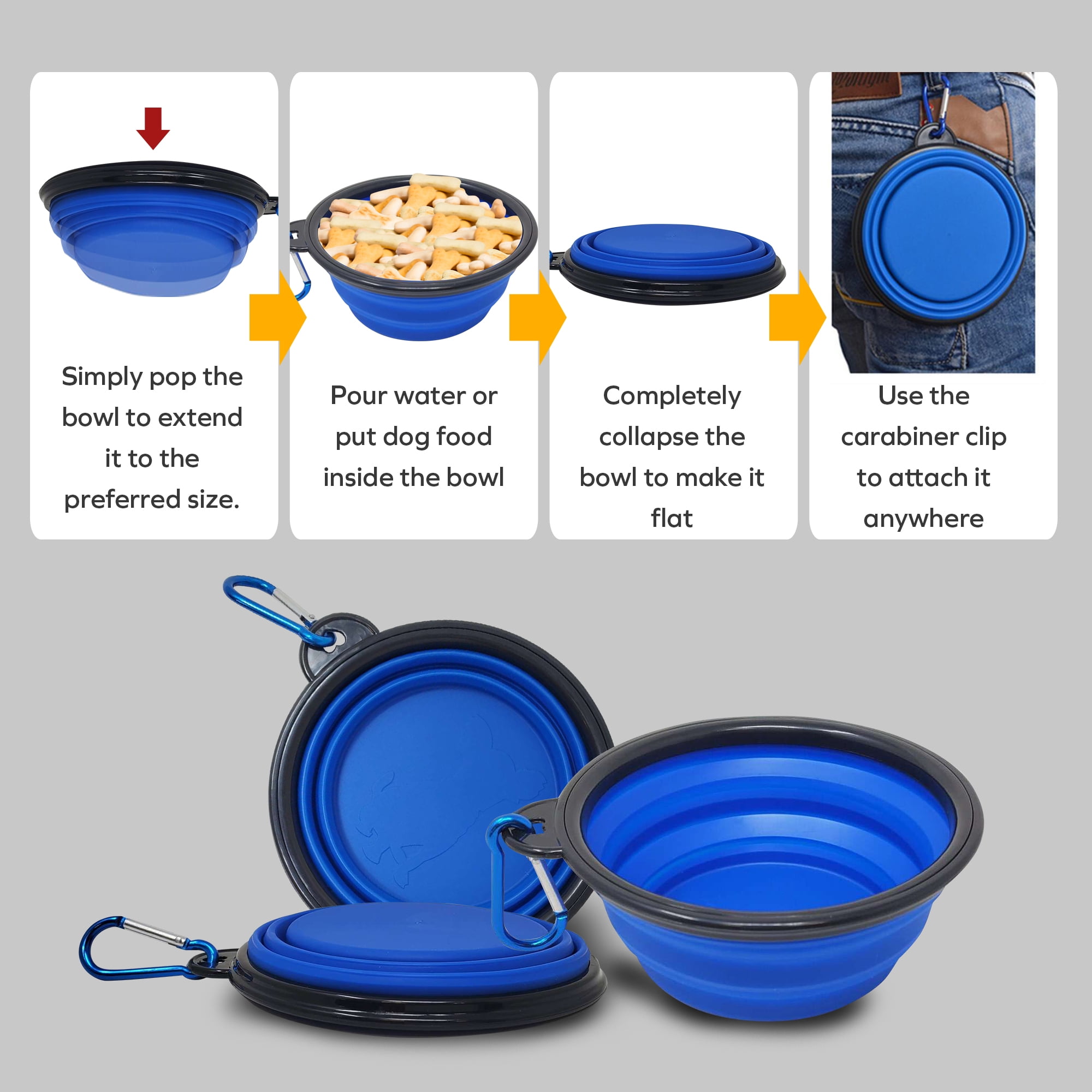 LAVAED 4 Pack Collapsible Dog Bowl Portable Foldable Travel Pets Bowls Cats  Water Feeding Food Bowls Silicone Expandable Cup Dish Puppies for Walking  Camping Outdoors with Carabiner Clip - Yahoo Shopping