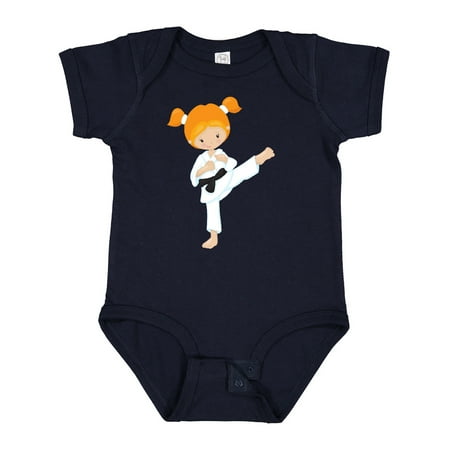 

Inktastic Cute Girl Orange Hair Karate Pose Black Belt Girls Baby Bodysuit