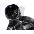 thumbnail image 4 of Men's Plain Glossy Thick Hooded Coat Winter Loose Warm Jacket OutwearL, 4 of 5