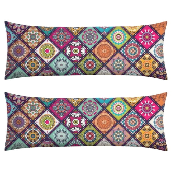 Vintage Fashion Floral Body Pillow Cover 20x54 - Tribal Long Pillow Case with Zipper - Artistic & Aesthetic Design - Breathable Maternity Pillowcase