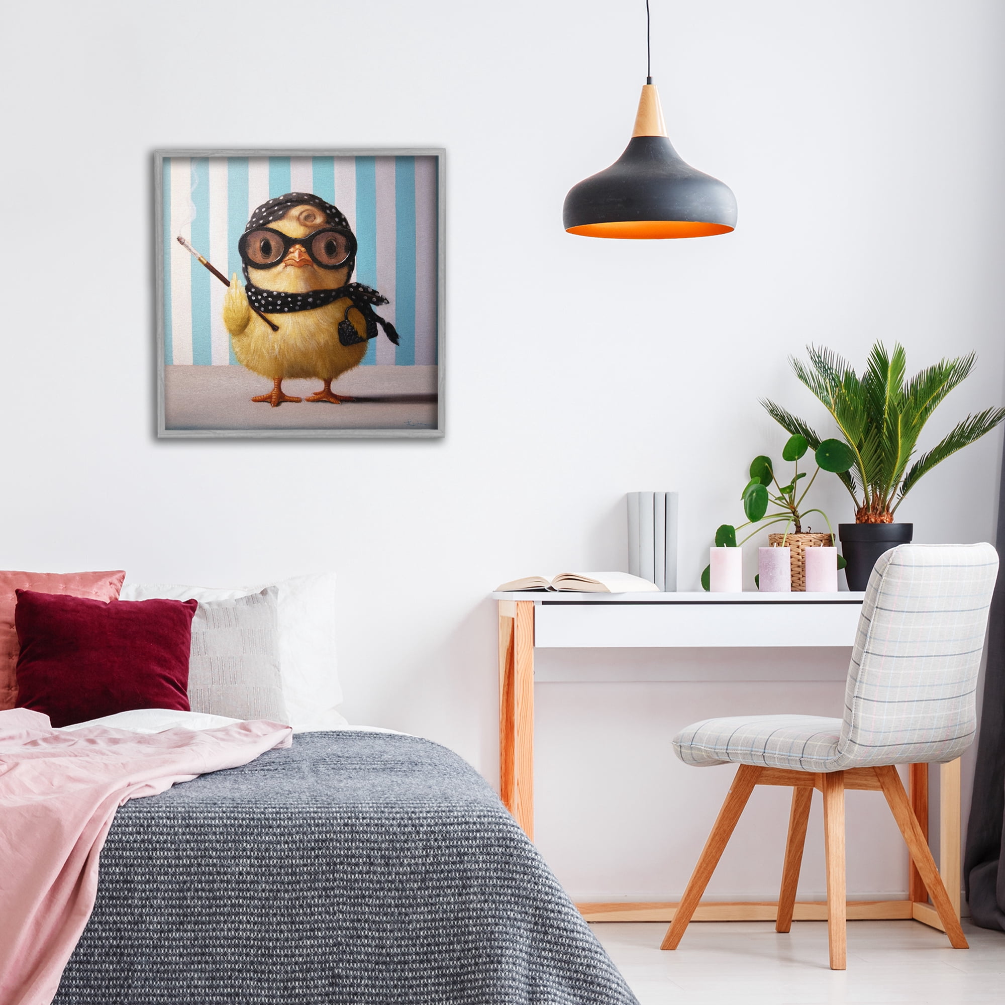 Stupell Industries Audrey Henburn Famous Chick Gray Framed Giclee Art, design by Lucia Heffernan