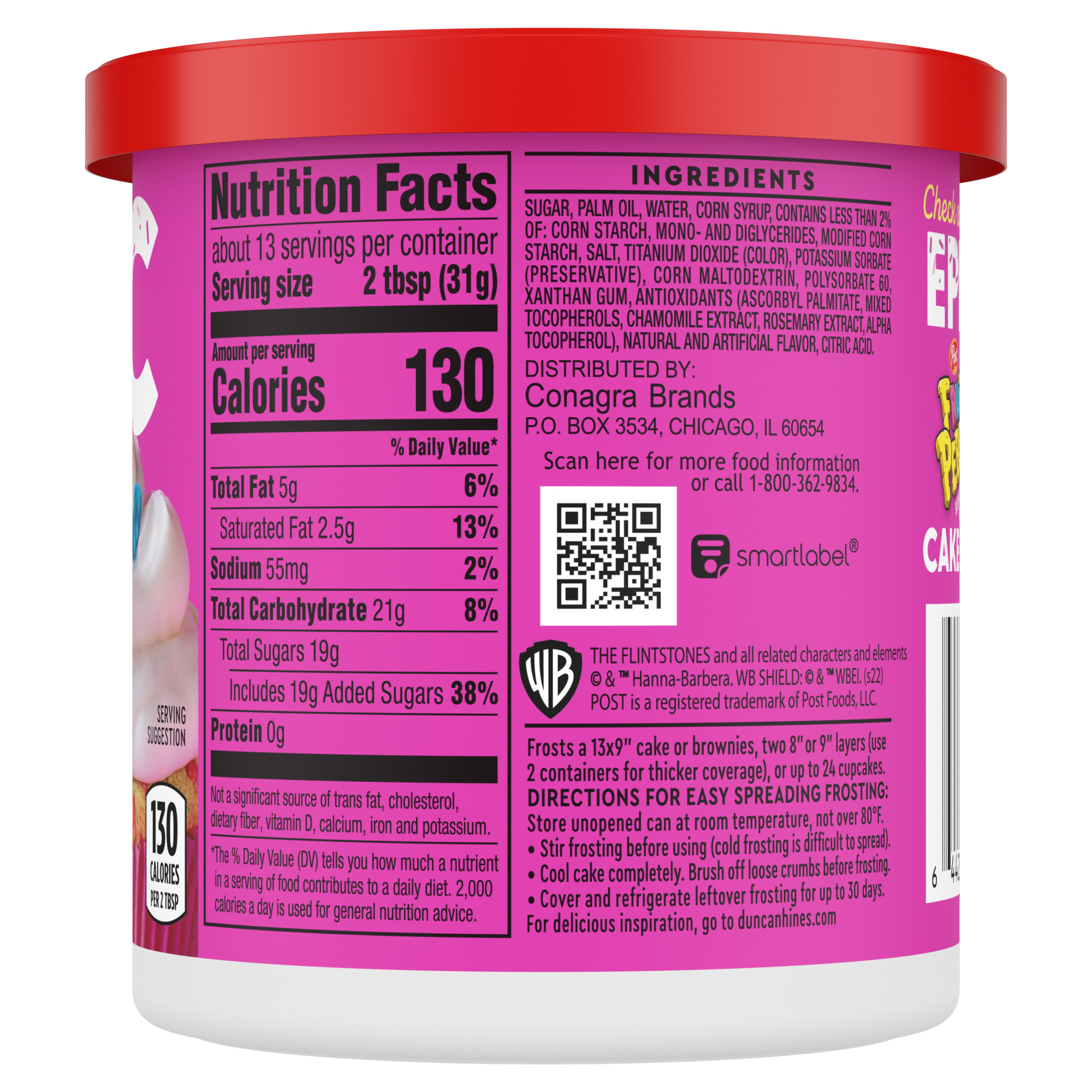 Duncan Hines EPIC Fruity Pebbles Flavored Frosting, 14 oz Can