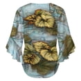 thumbnail image 6 of Leaves Circuit Board Pattern Art Women's V-Neck Blouse With 3/4 Ruffled Bell Sleeves Casual Top Ladies Blouses, 6 of 7