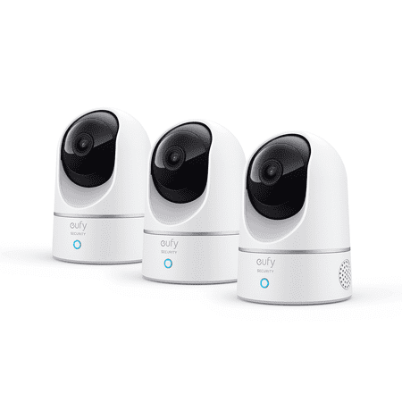 eufy Security Indoor Cam E220 3-Cam Kit 2K Security Indoor Camera Pan & Tilt Plug-in Camera with Wi-Fi Human & Pet AI Voice Assistant Compatibility Motion Tracking Homebase 3 Compatible