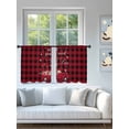 thumbnail image 5 of Semi Sheer Window Curtains 45 Inches Long, Valentine's Day Rod Pocket Voile Silky Chiffon Curtain Treatment Drapes for Kitchen, Living Room, Black Red Plaid Love Heart Roses Truck 52"x45", 2 Panels, 5 of 9