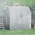thumbnail image 2 of Outsunny 7' x 3' x 7' Outdoor Lean-to Greenhouse, Plant Gardening Green House with Roll-up Mesh Windows, Zipper Door and 3-Tier Shelves, White, 2 of 10