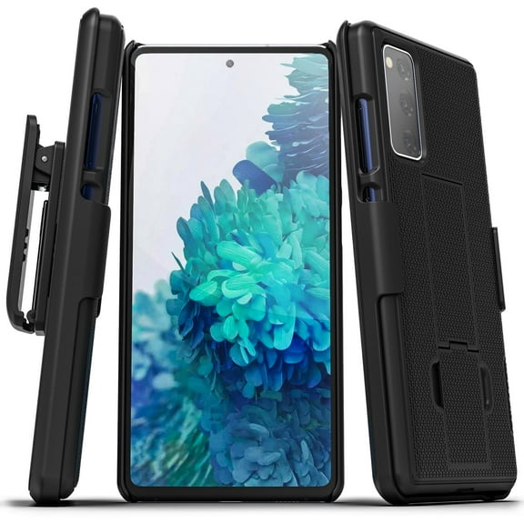 Encased Samsung S20 FE Belt Clip Case Slim Cover with Holster for Galaxy S20 FE Phone - Black