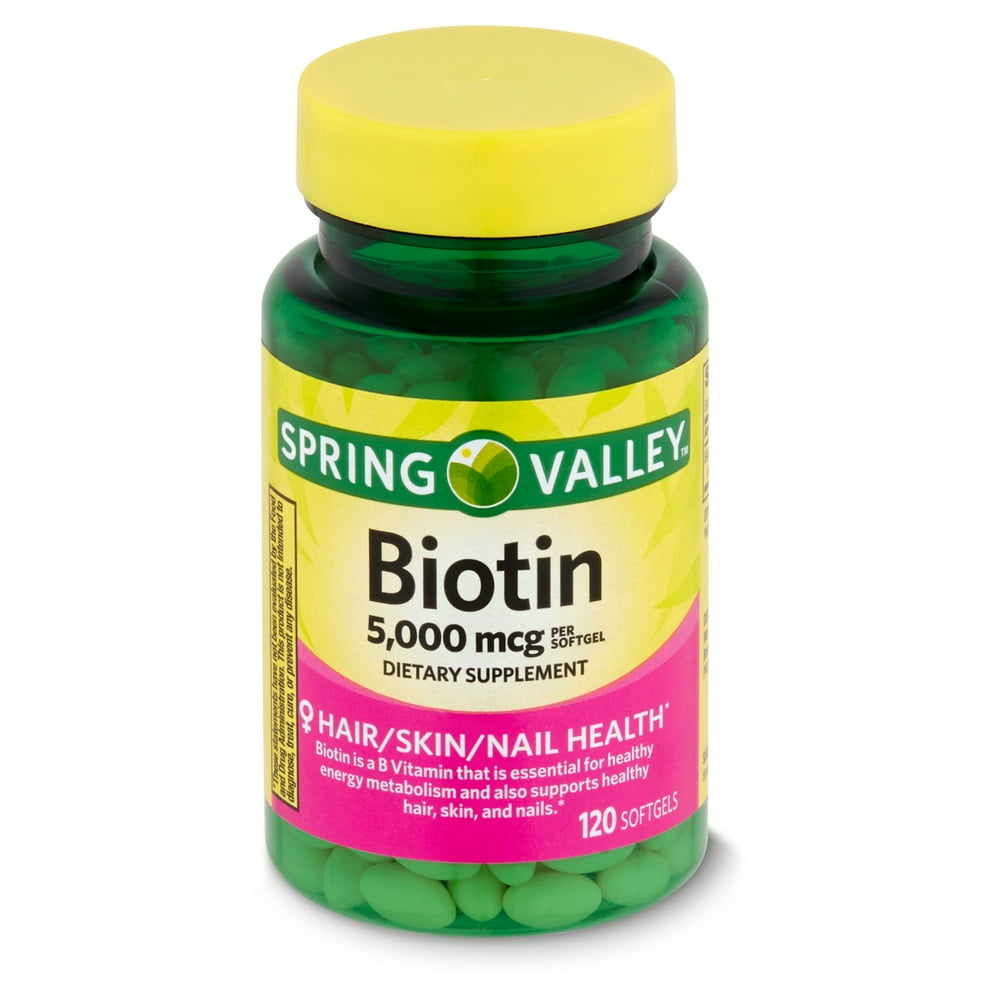 Spring Valley Biotin Dietary Supplement, 5,000 mcg, 120 count Walmart