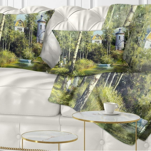 Designart The River in the Spring - Landscape Printed Throw Pillow - 12x20