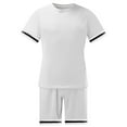 thumbnail image 7 of safuny Men's 2Pc Tracksuits Set Tops And Shorts Solid Color Crew Neck Outfits Trendy Jogging Athletic Suits Short Sleeve Summer Causal Running Sports Sweatsuit Clearance White M, 7 of 7