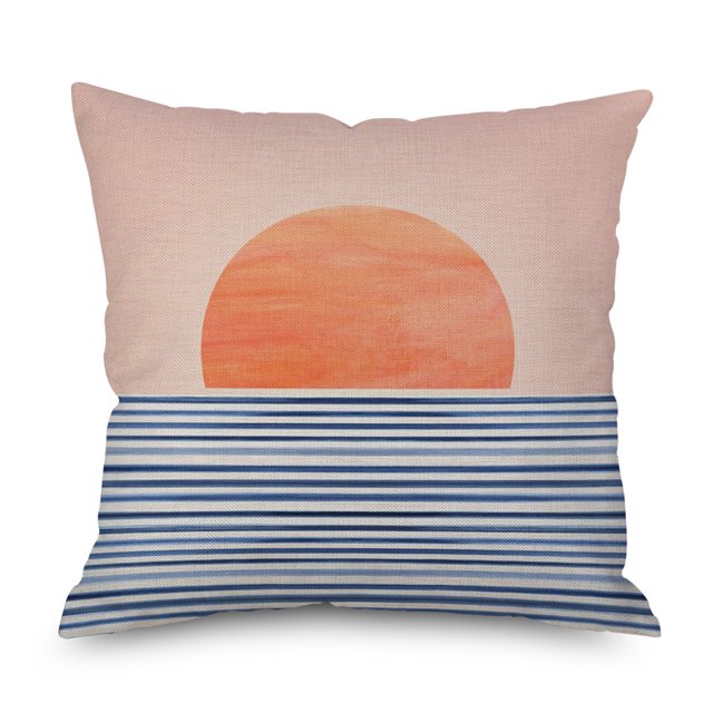 Ins Wind Linen Pillowcase Simple Creative Cushion Abstract Leaf Pillow Square Cushion Cover 37