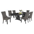 thumbnail image 1 of Ensemble de Salle à Manger en Bois Gris Foncé avec Table Extensible et Chaises en Lin Gris, 1 of 5