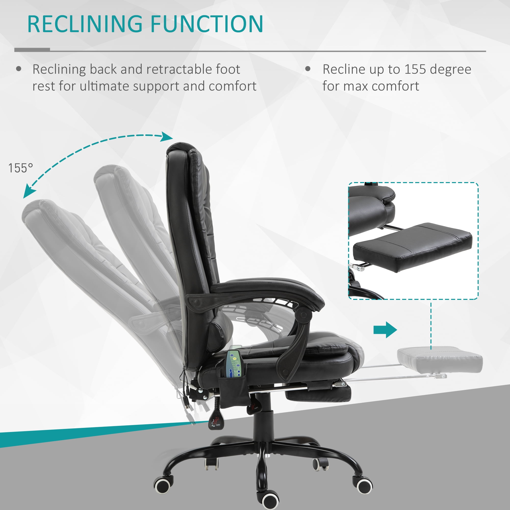 Vinsetto 7-Point Vibrating Massage Office Chair with High Back Black