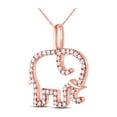 thumbnail image 2 of 10kt Rose Gold Womens Round Diamond Elephant Animal Pendant 1/6 Cttw, 2 of 3