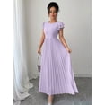 thumbnail image 4 of Mauve Purple Women Ruffle Sleeve Pleated Maxi Dress With Scoop Neck And Relaxed Fit, 4 of 6