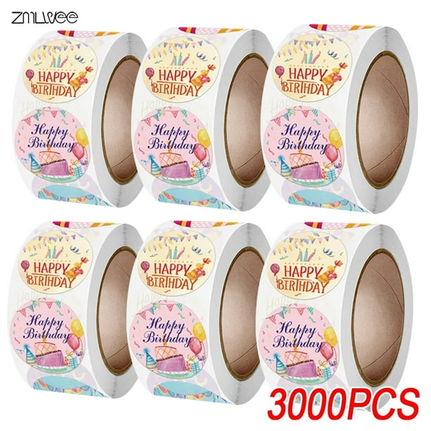 Pegatinas de etiqueta de cumpleaños para niños, paquete de pegatinas de álbum de recortes, etiqueta de decoración de regalo, pegatinas de sellado de feliz cumpleaños lindo, venta al por mayor