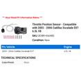 thumbnail image 2 of Throttle Position Sensor - Compatible with 2003 - 2006 Cadillac Escalade EXT 6.0L V8 2004 2005, 2 of 2