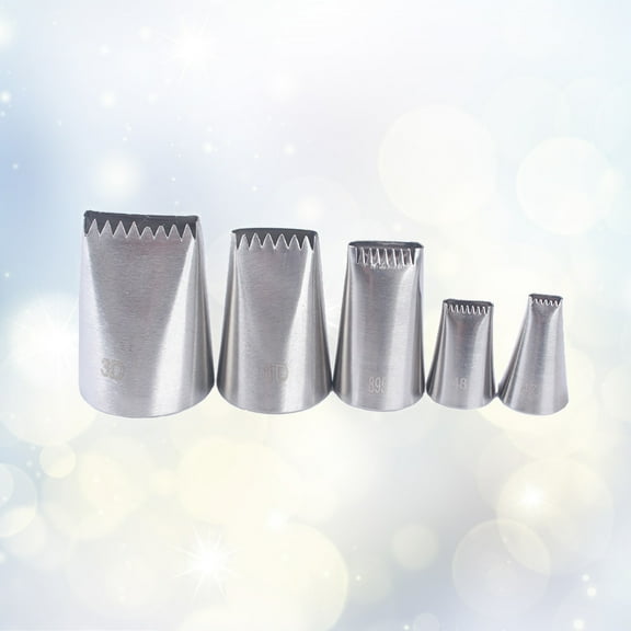 ROSENICE 5pcs/Set Stainless Steel Woven Cream Nozzle Cake Decorating Tips Baking Tool for Fondant Cupcake Cookies
