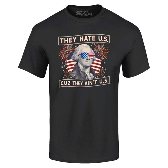 Shop4Ever Men's They Hate Us Cuz They Ain't Us American Flag Graphic T-shirt XX-Large Black