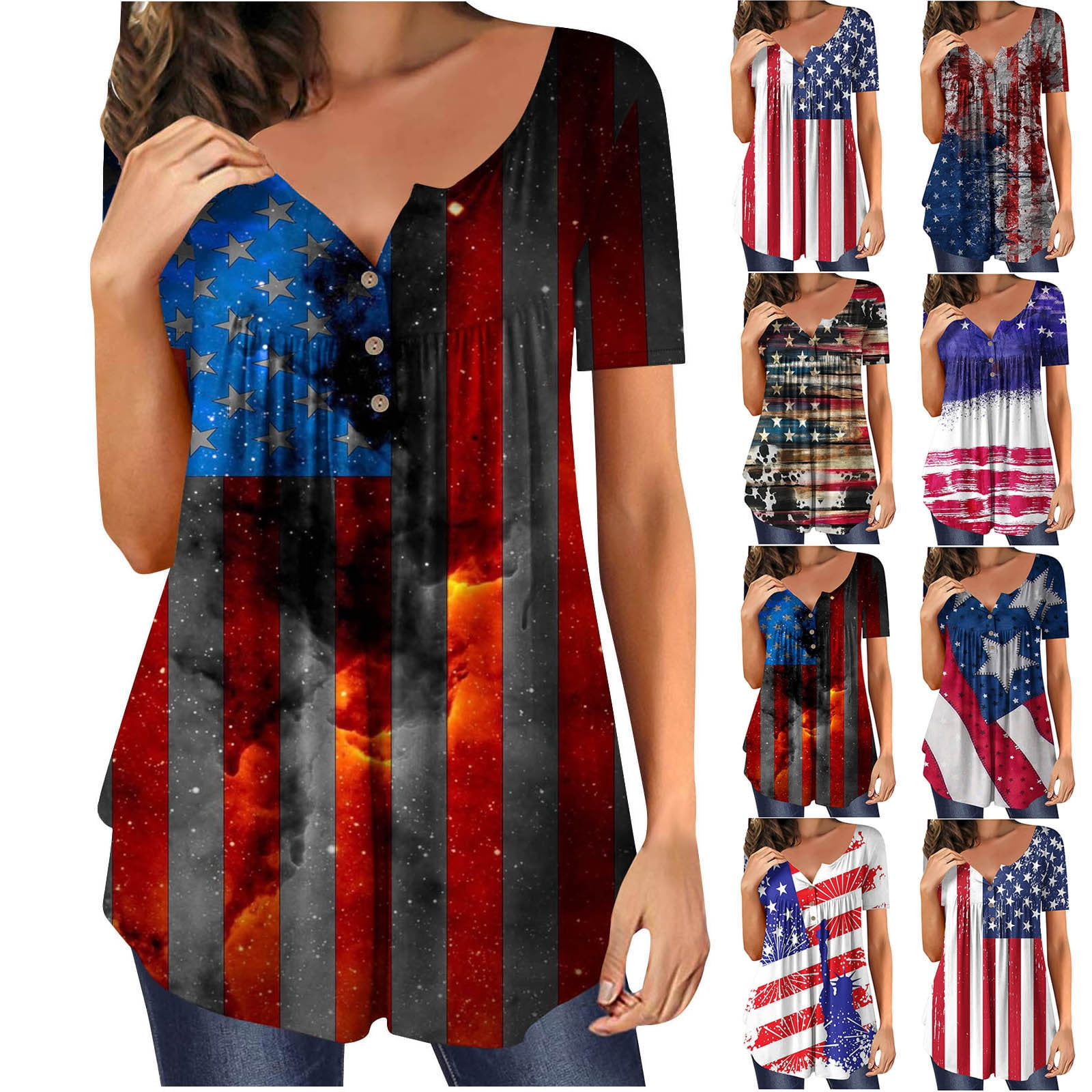 Womens Summer Tops 4th Fourth Of July Patriotic USA American Flag Star womens-summer-tops-4th-fourth-of-july-patriotic-usa-american-flag-star